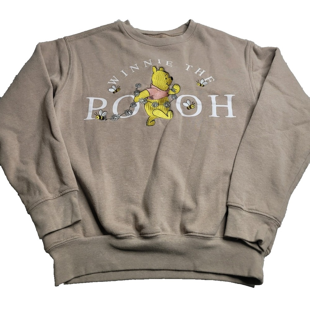 Disney Winnie The Pooh Crew Neck Women's‎ XS Embroidered Tan